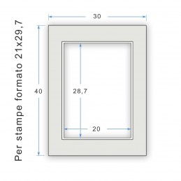 Passepartout 30x40 per stampe A4 - 21x29,7 (sp. 2,8 mm)